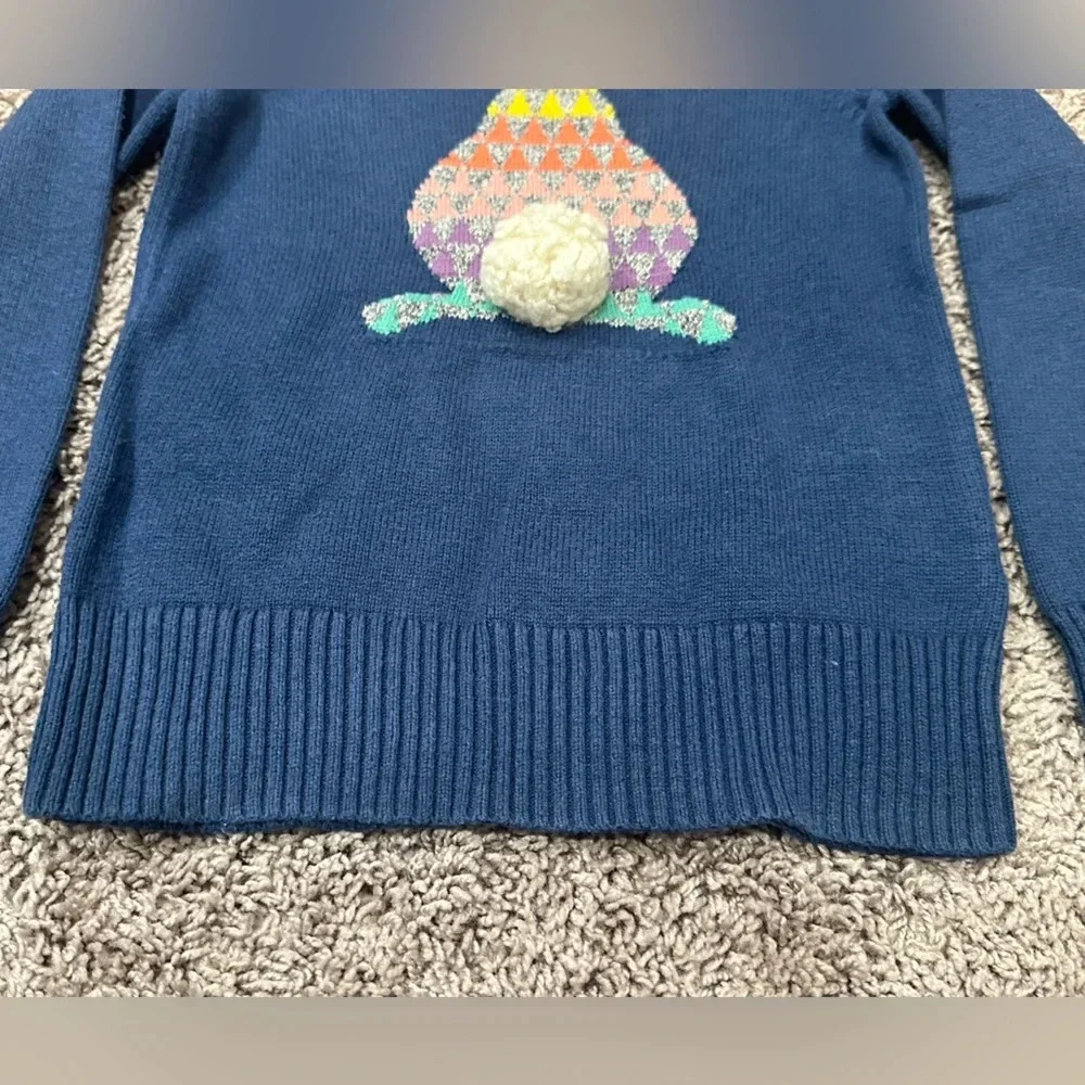 GapKids Navy Bunny Pom Pom Novelty Sweater Cottagecore Preppy S 6-7